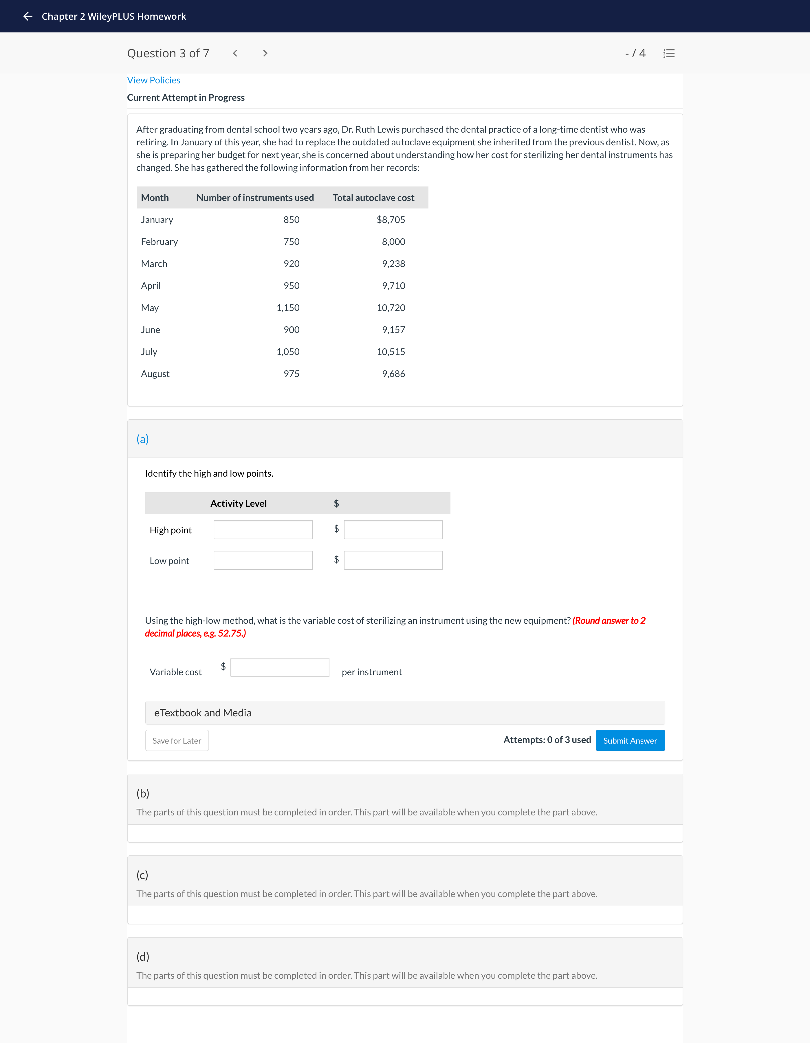  6 Chapter 2 WileyPLUS Homework Question 3 of 7 - /
