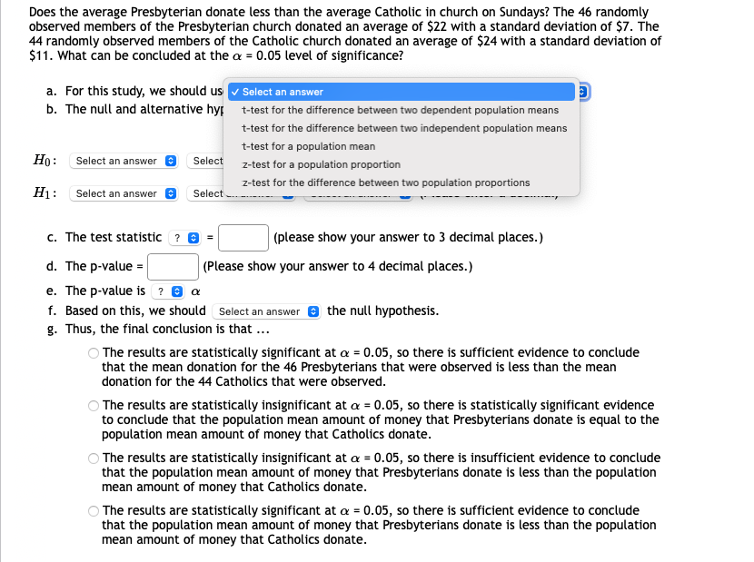  Does the average Presbyterian donate less than the average Catholic in