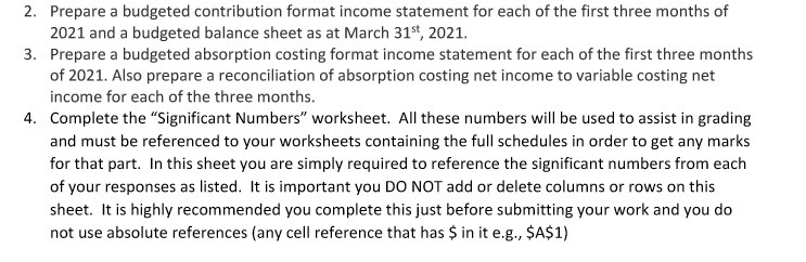  2. Prepare a budgeted contribution format income statement for each of