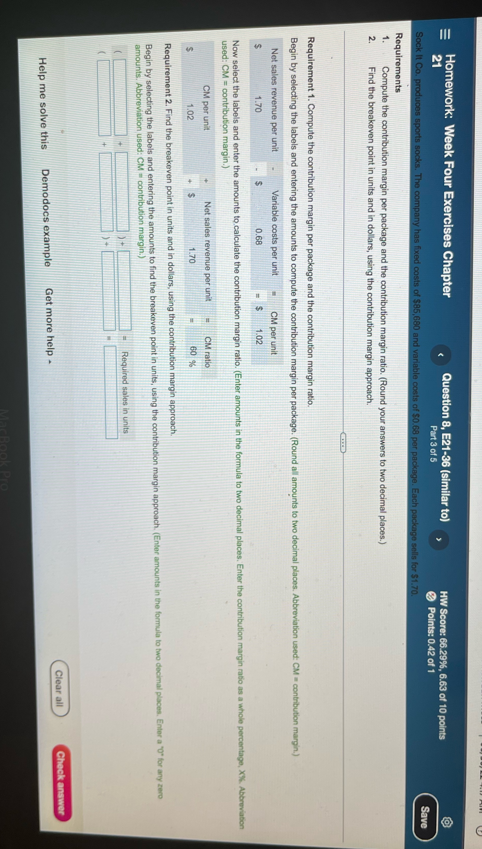 Please assist Homework: Week Four Exercises Chapter Question 8, E21-36 (similar to)