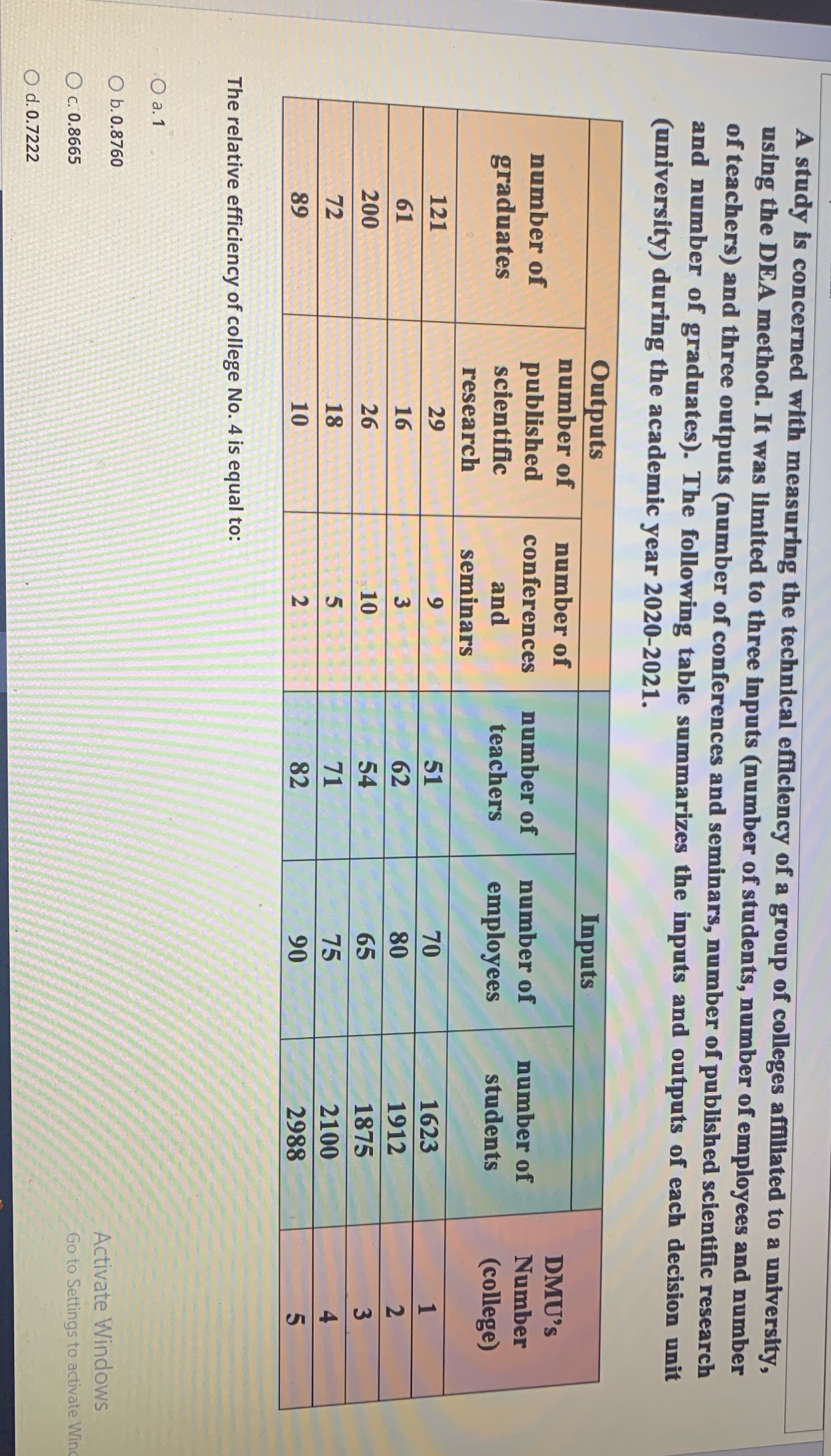 Answer A study is concerned with measuring the technical efficiency of a