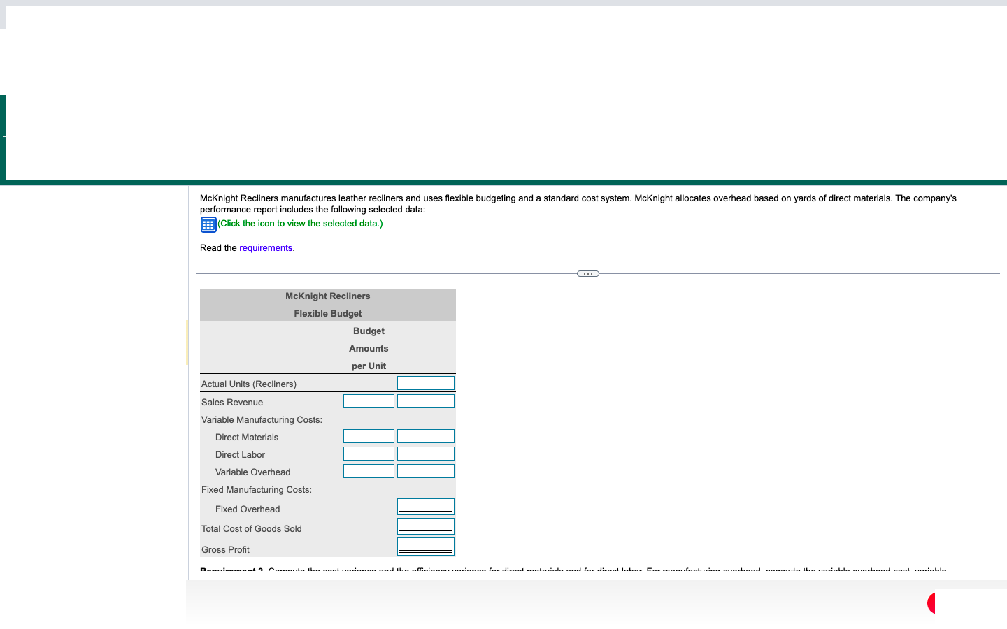 of direct materials. The company's Static Budget Actual Results - X (1,025