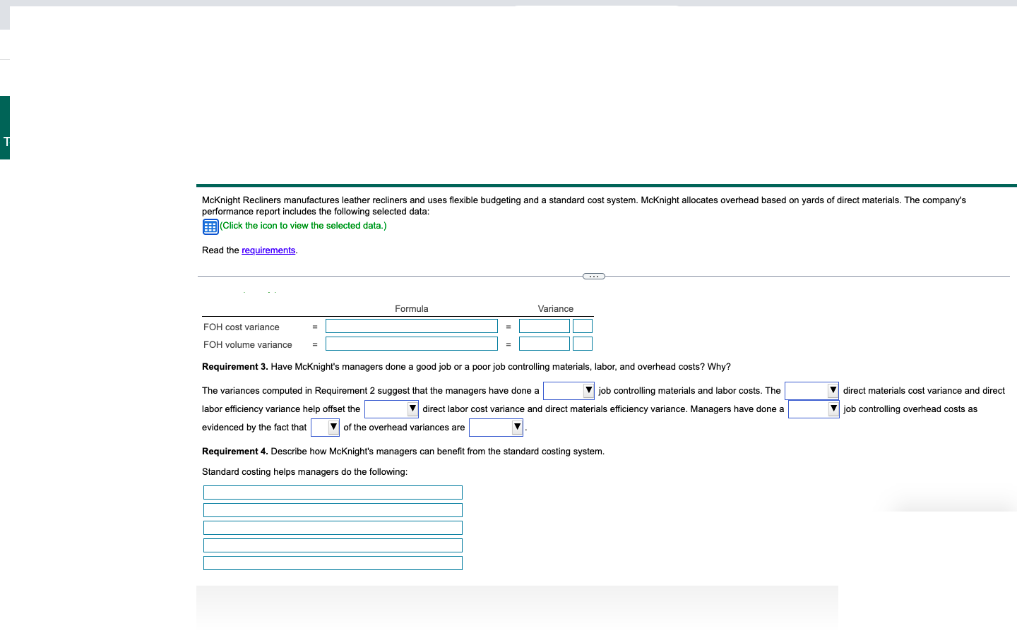 (1,005 recliners x $495 each) 497,475 1. Prepare a flexible budget based