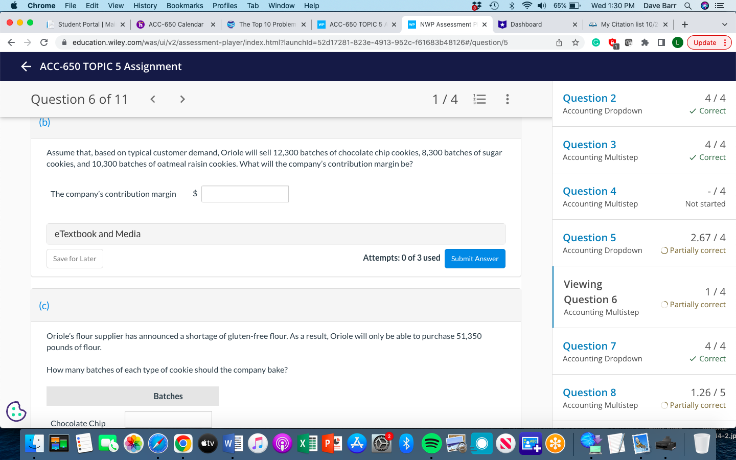 8 65% Wed 1:29 PM Dave Barr Q ... Student Portal |