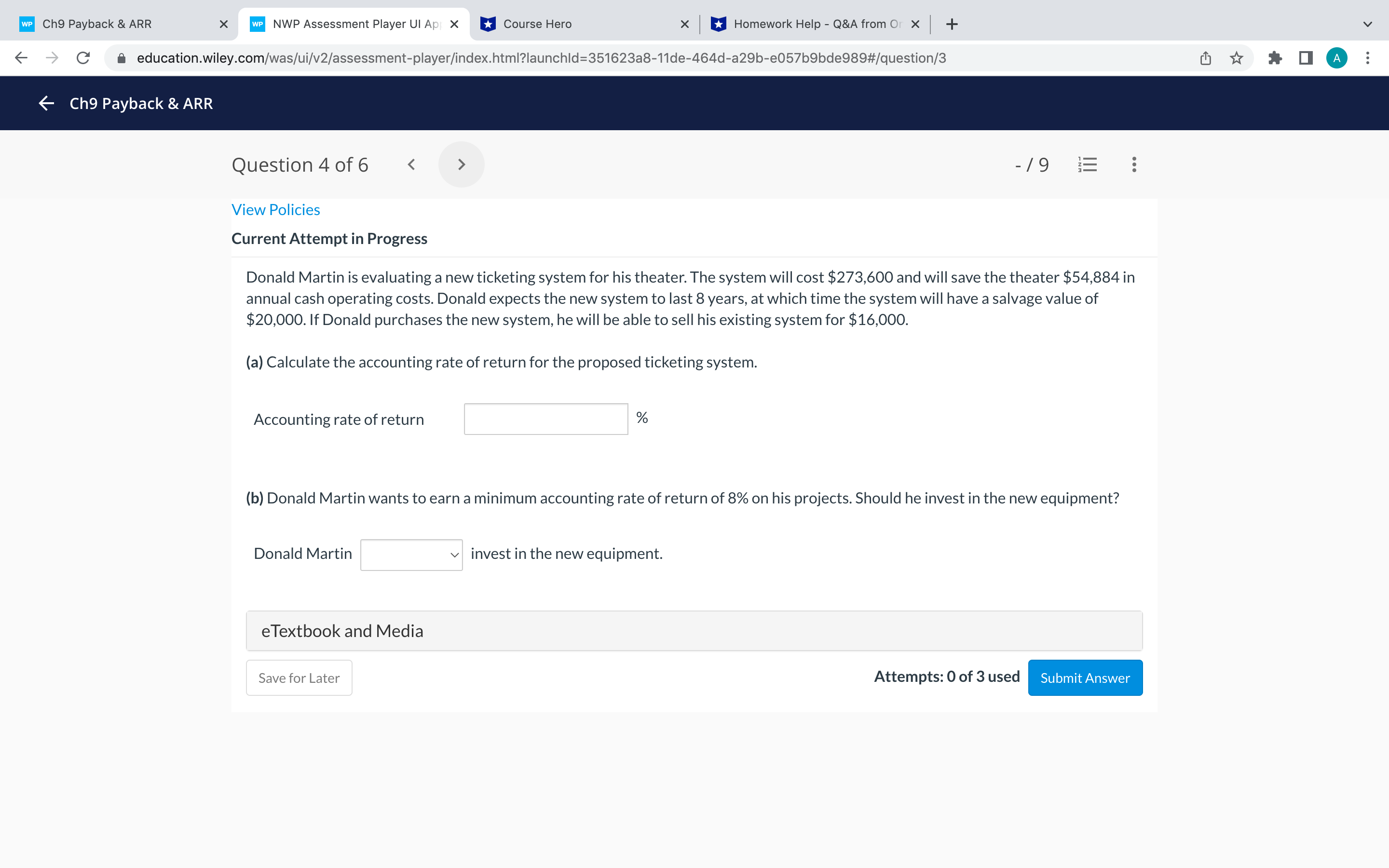 Ch9 Payback&ARR X n NWP Assessment Player UI A; X n