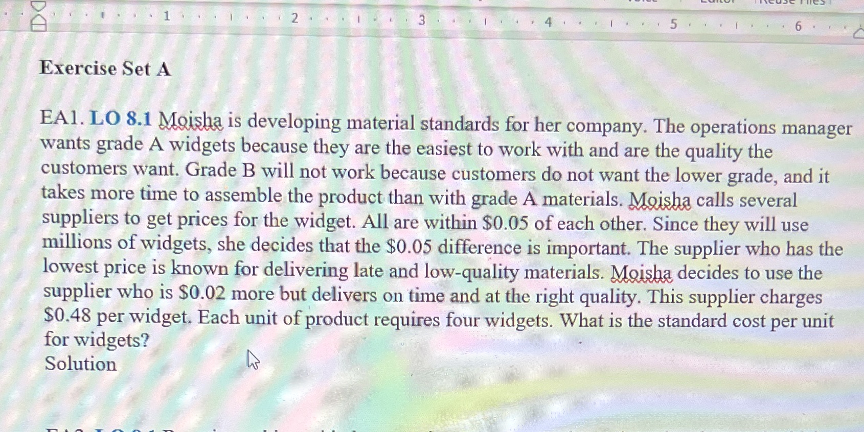  2 3 5 6 Exercise Set A EAl. LO 8.1 Moisha