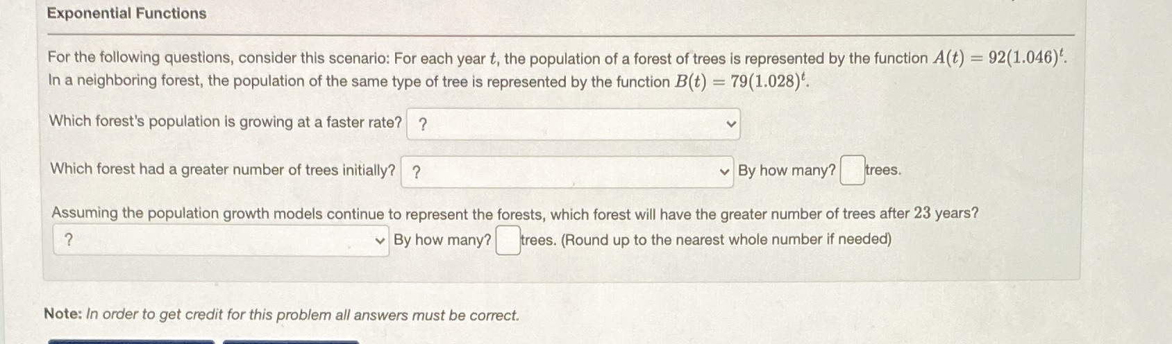 I need help on this question Exponential Functions For the following questions,