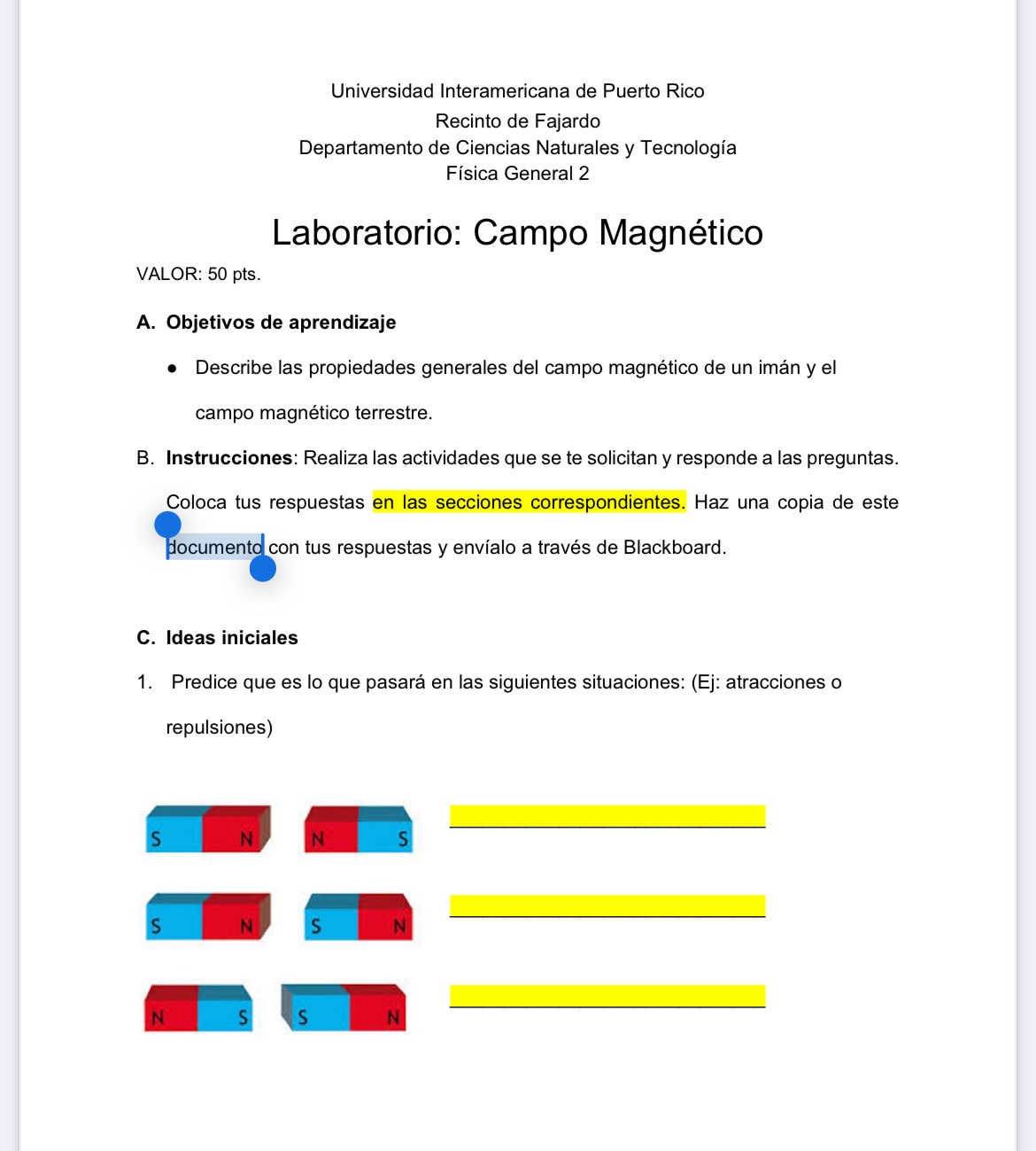 Universidad Interamericana de Puerto Rico Recinto de Fajardo Departamento de Ciencias Naturales