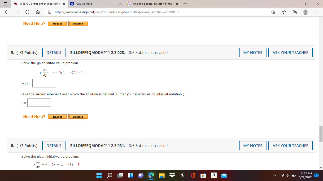  VA WEB ODE First-order linear differ * * Course Hero X