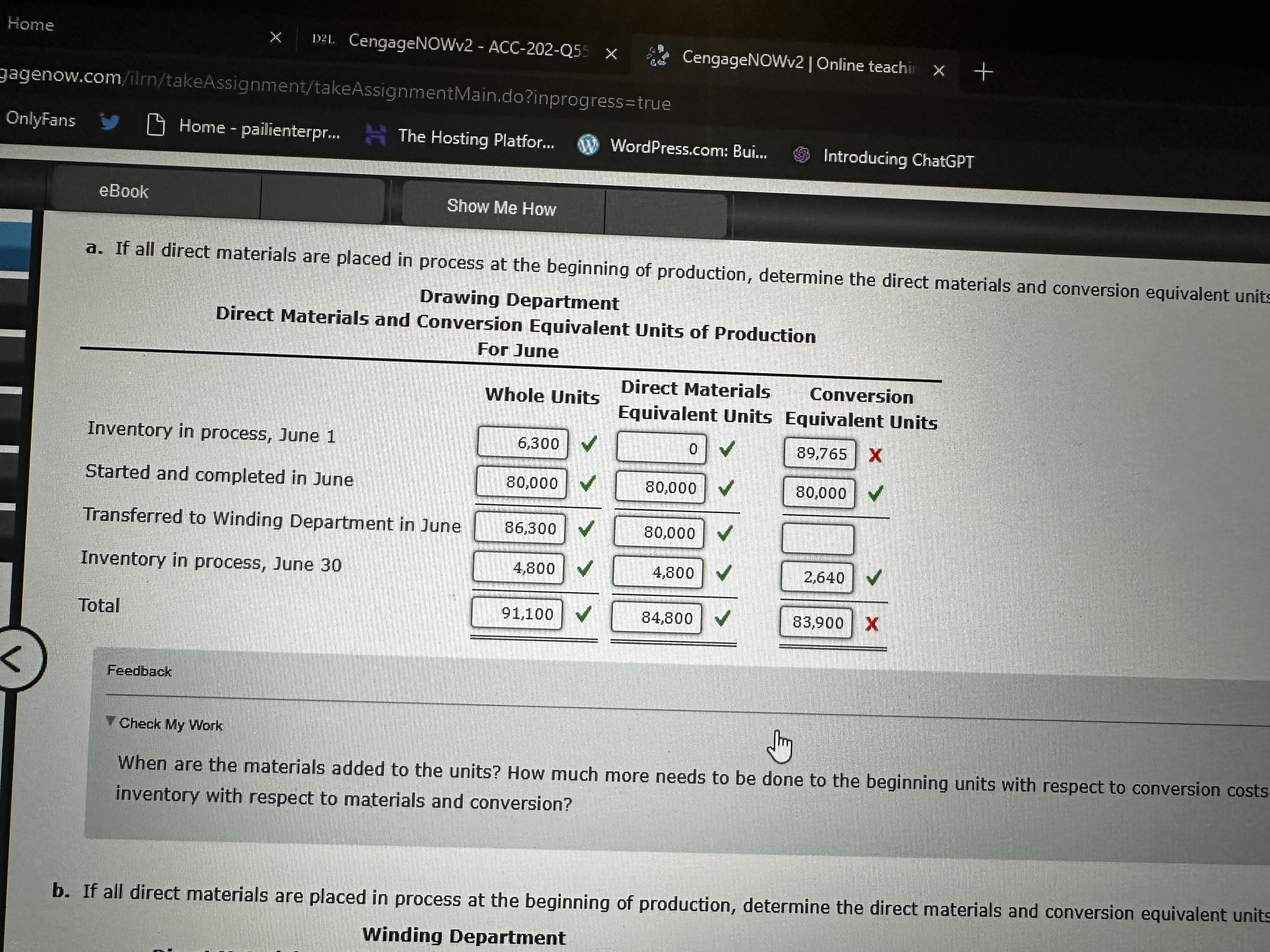 calculate the conversion equivalent units and show work on how the answer