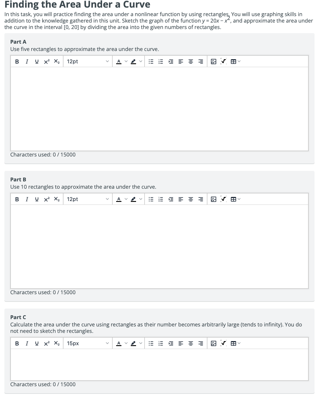  Finding the Area Under a Curve In this task, you will