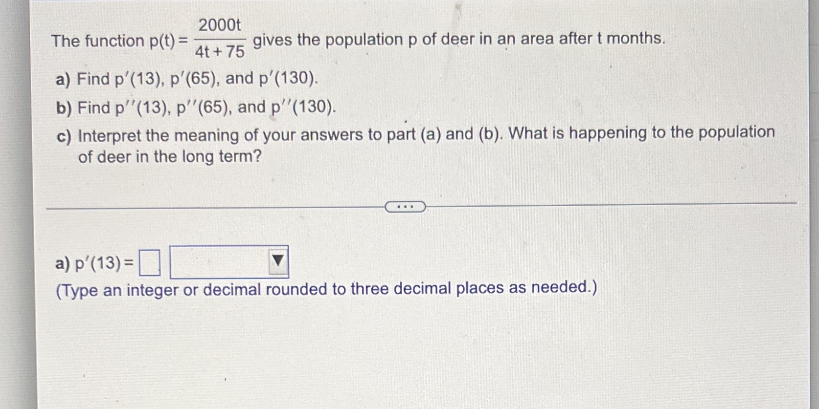 Please read and answer A-C 2000t The function p(t) = 4t +
