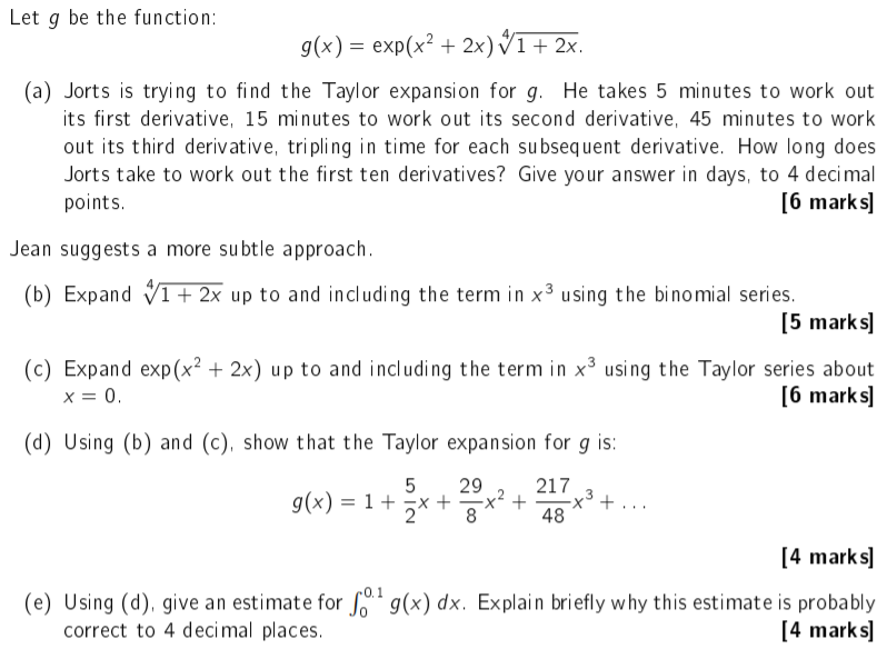  Let g be the function: g(x] = exp(x2 + 2x]:/1+ 2x.