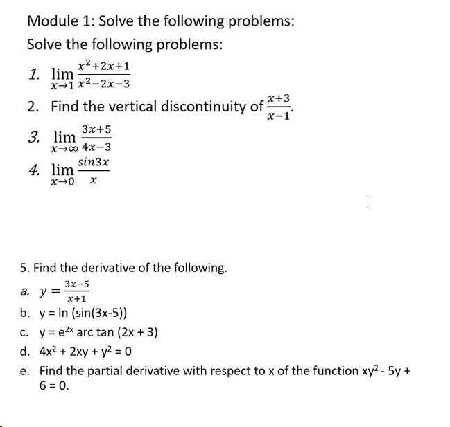  Module 1: Solve the following problems: Solve the following problems: 1.