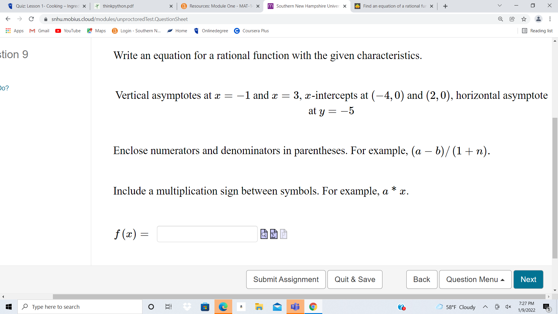  Quiz: Lesson 1- Cooking - Ingred x + thinkpython.pdf X B