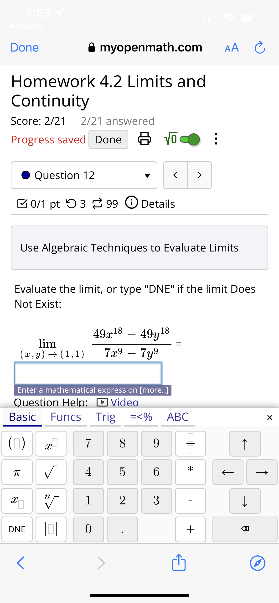 Continuity Score: 2/21 4/21 answered Progress saved Done VO O . .