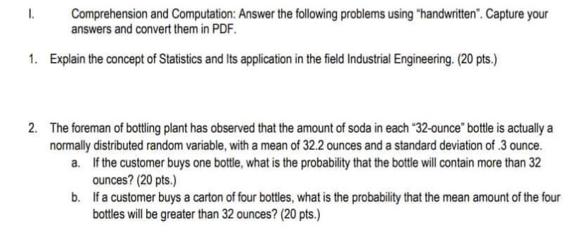 Hand written Comprehension and Computation: Answer the following problems using "handwritten". Capture