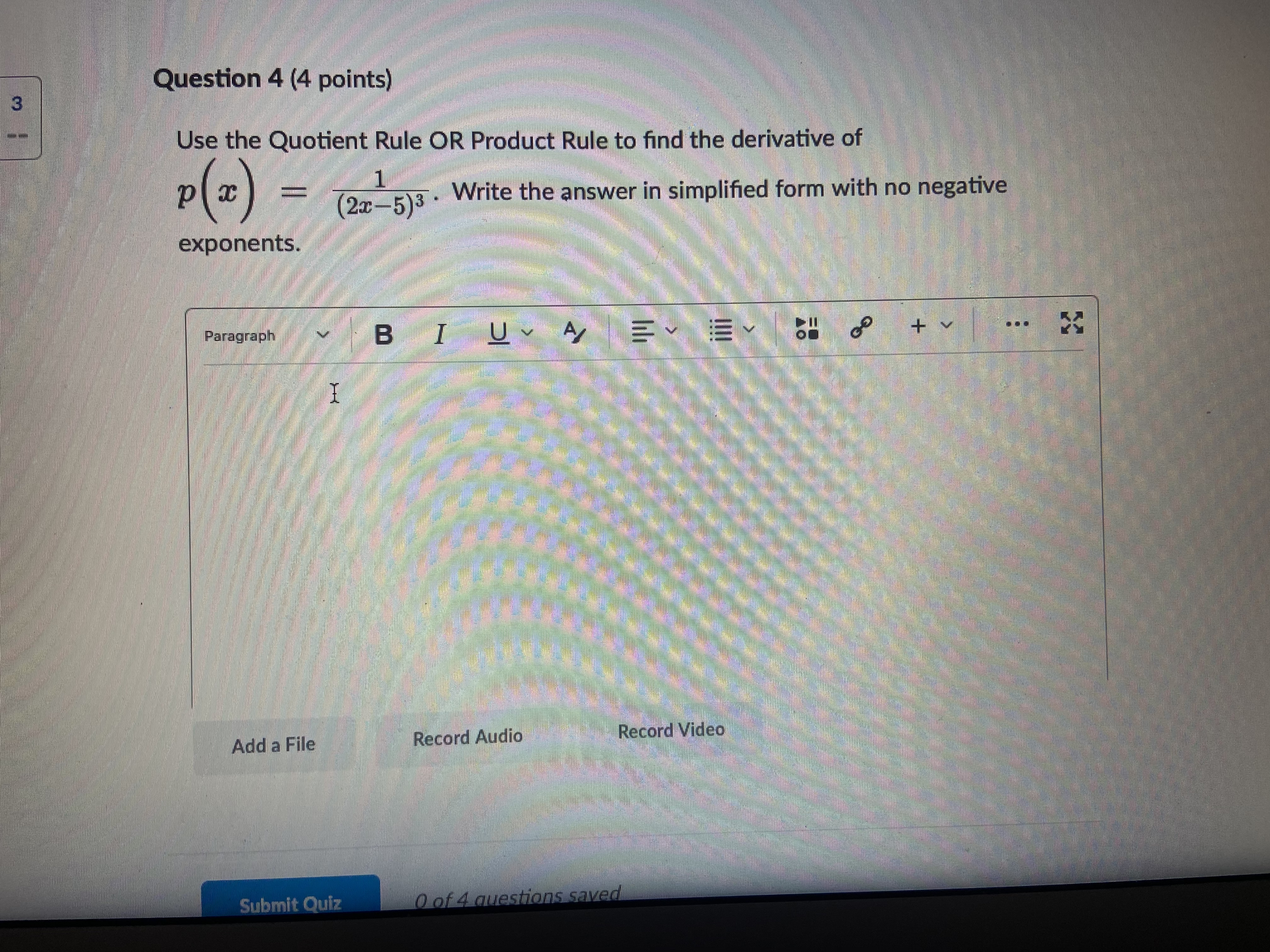 File Record Audio Record Video 3 Question 3 (4 points) Determine the