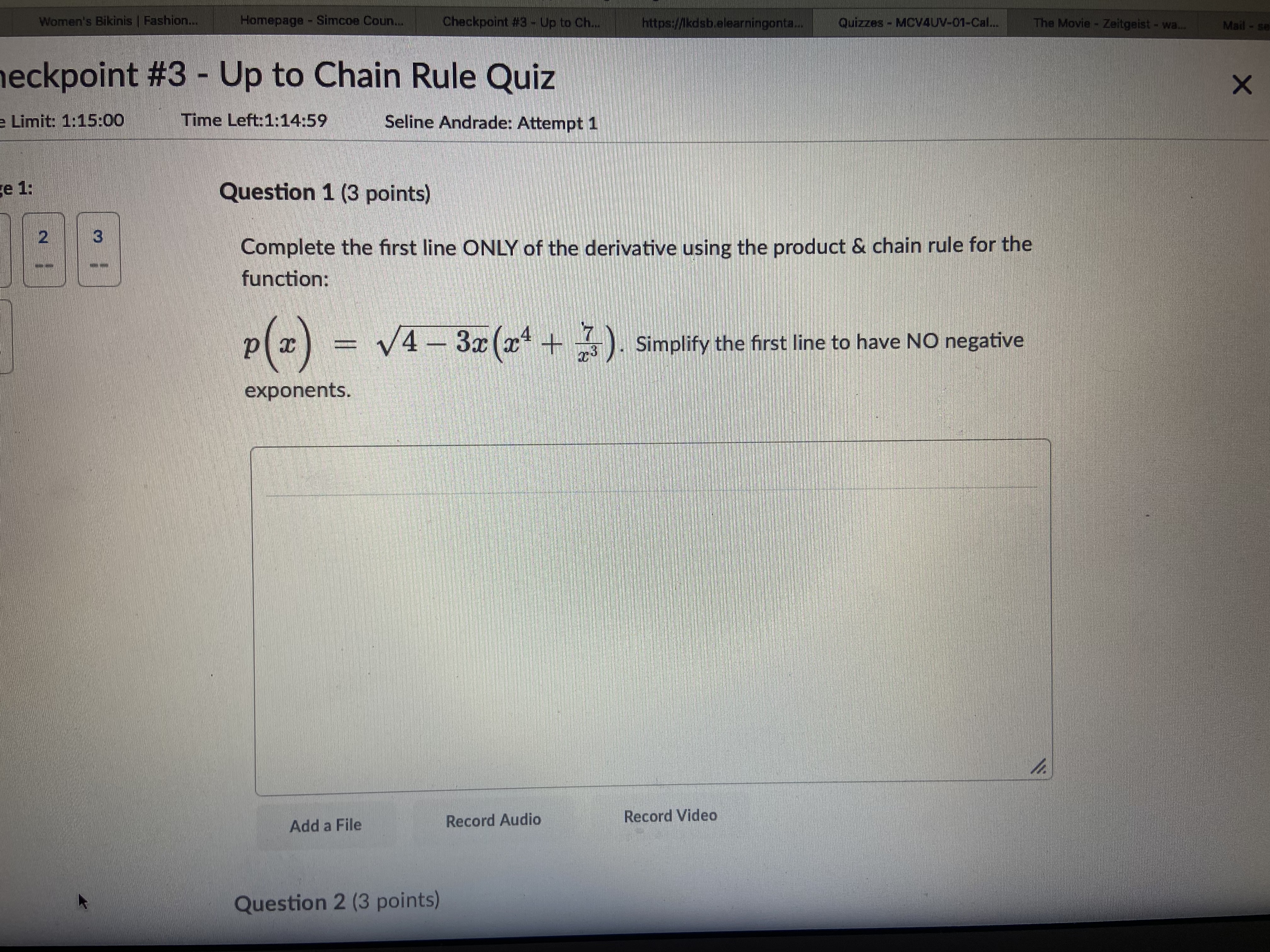 derivative in fully factored, simplified form for y = (x + 1)8(2x