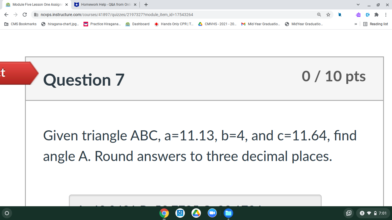 ABC, find angle B. Round answer to three decimal places. Home Announcements