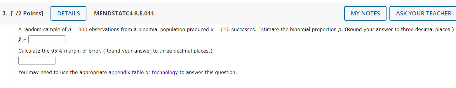 three decimal places.) (a) n = 40 (b) n = 200 (c)
