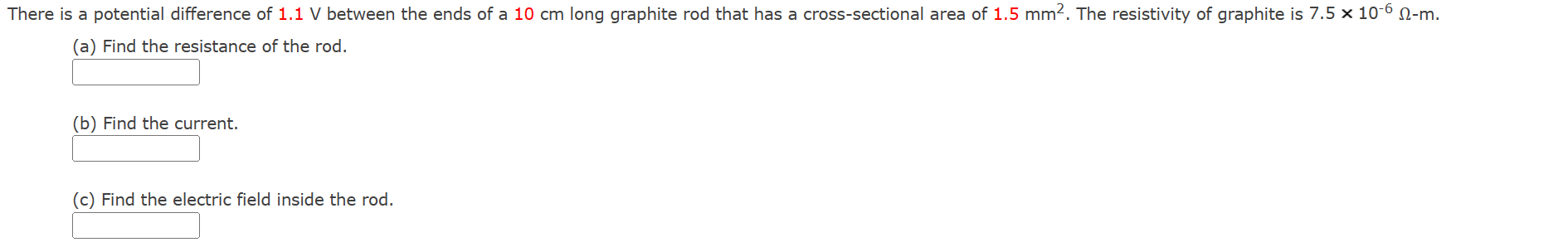 There is a potential difference of 1.1 V between the ends