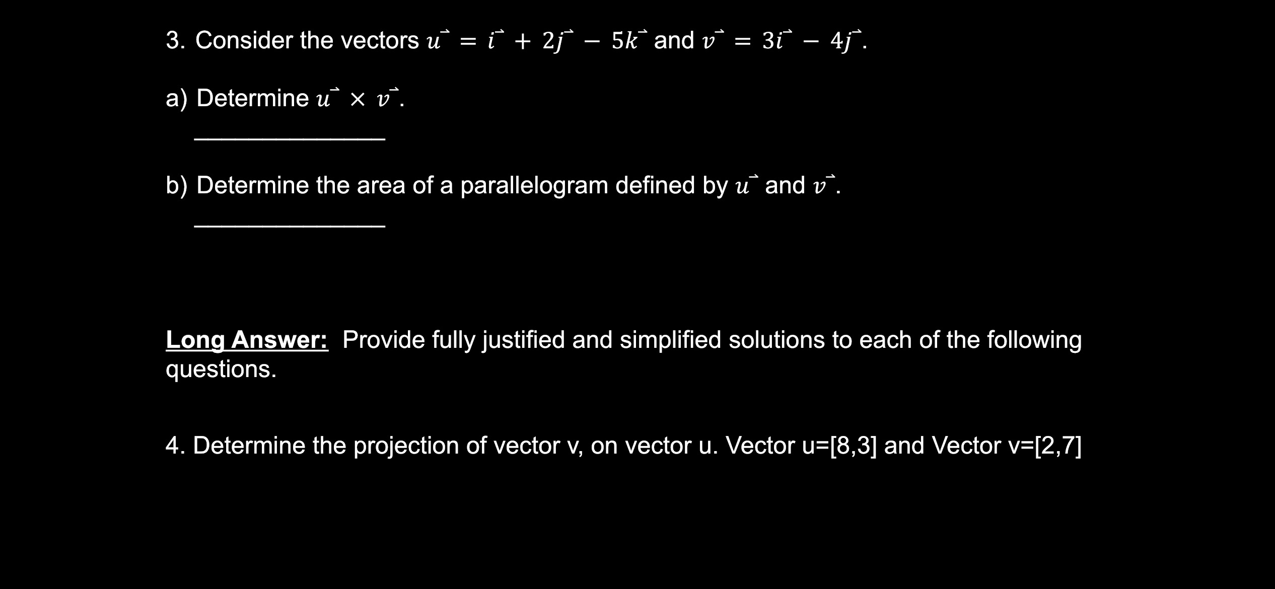 6. Determine the work done by the force, [300,700,500] in newtons, for