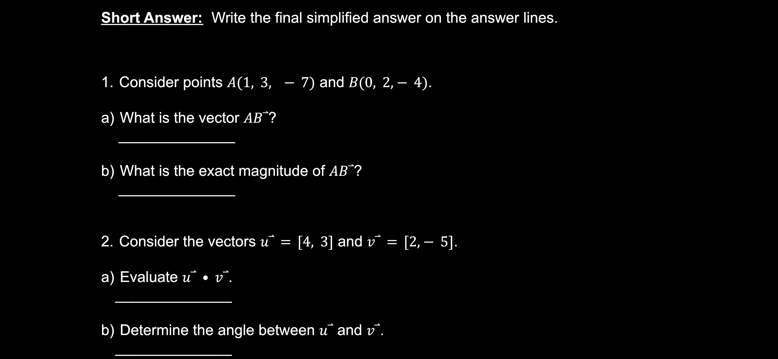 the vectors u' = z" + Zj' 5k' and v' = 31"