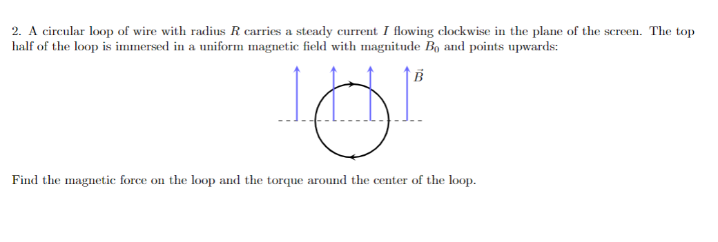  2. A circular loop of wire with radius R carries a