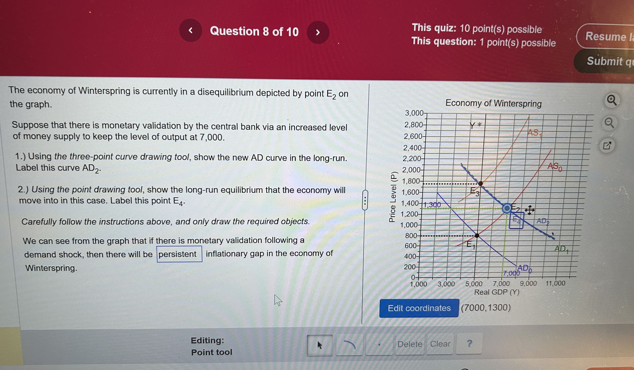 show specific position of E3 and E4 on the graph. state answer