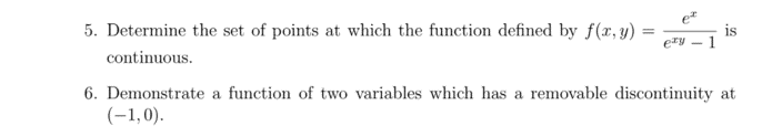  5. Determine the set of points at which the function defined