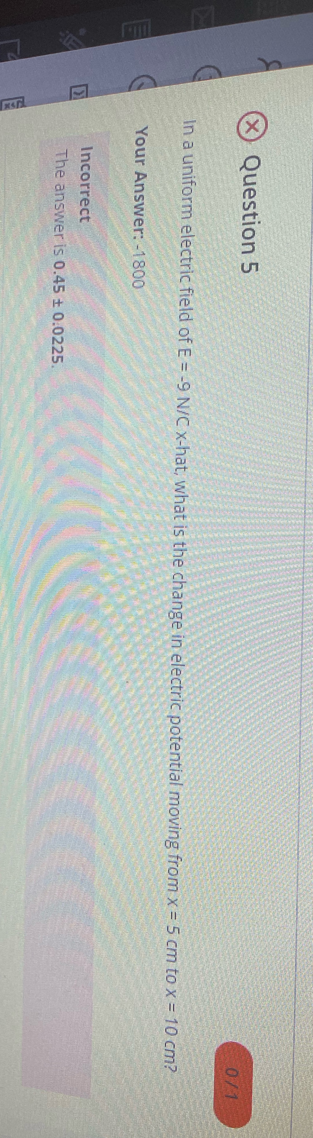 How do I get the answer 0.45 to this question? x Question