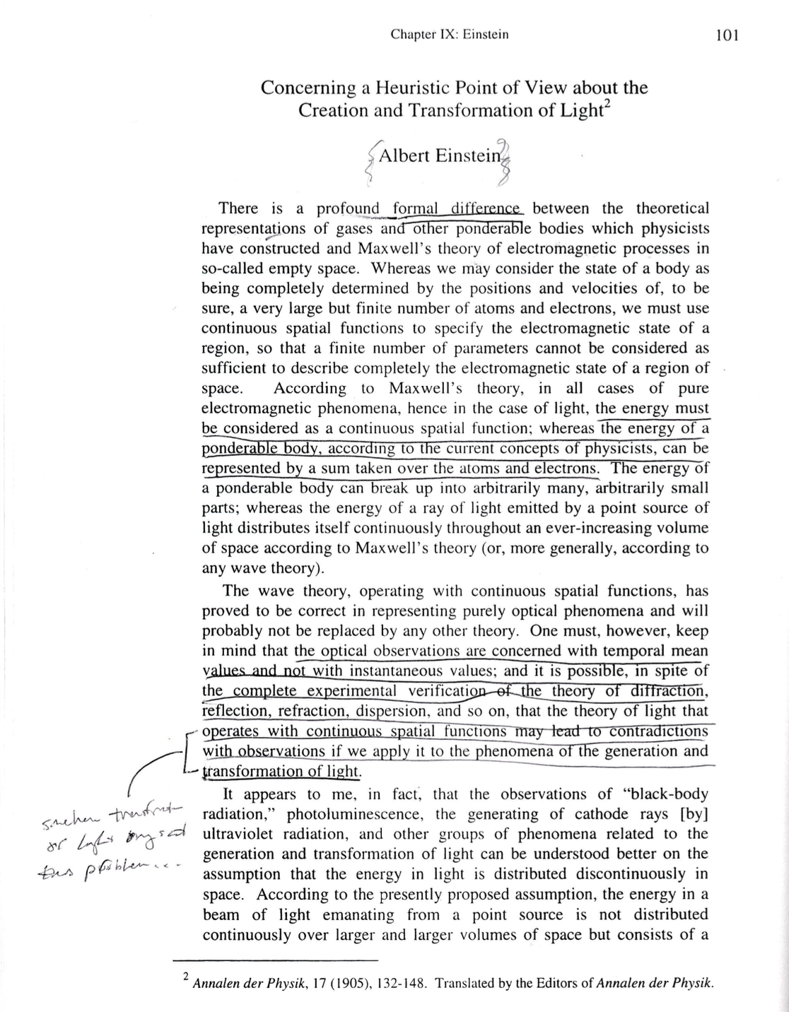 Using "Quantum Theory of Light, Photoelectric Effect" by Einstein Planck-What is the