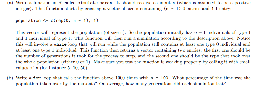 Exercise 2: Moran process In this exercise we will implement a simplified