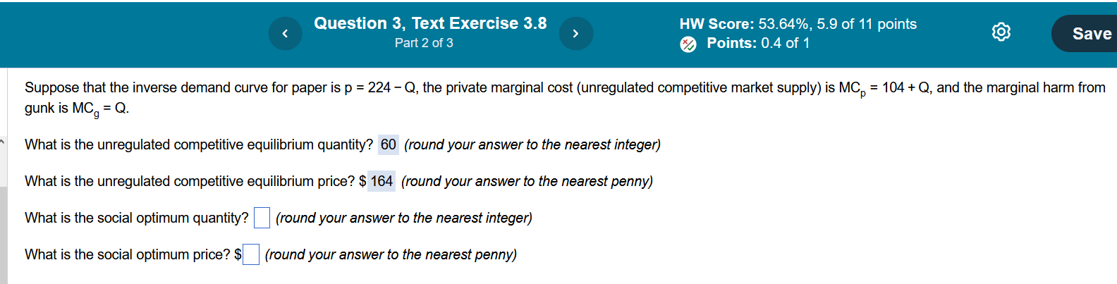 11 points Part 2 of 2 Points: 0.5 of 1 Consider the