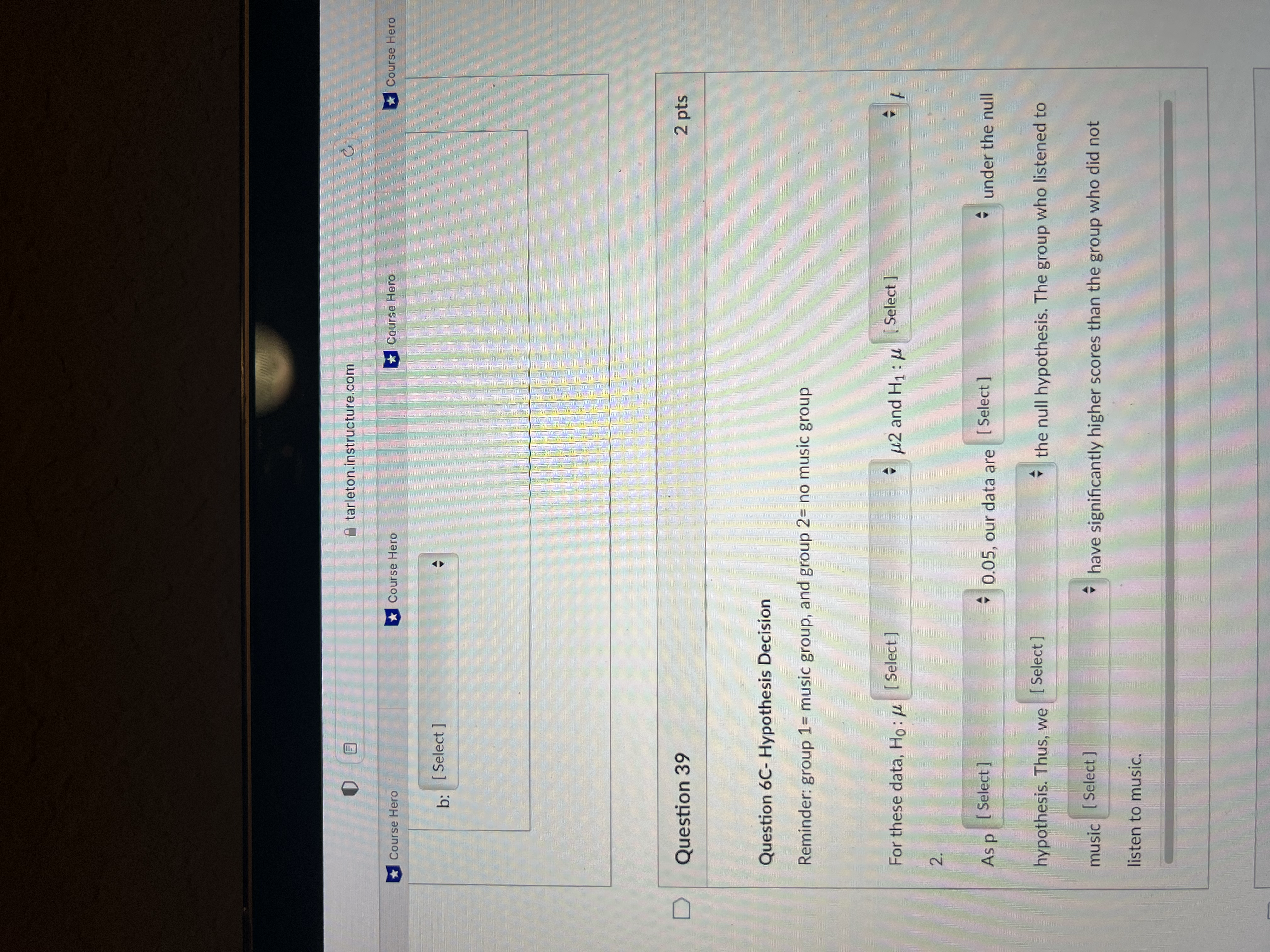 1 pts Question 6B A researcher is investigating the effect of background