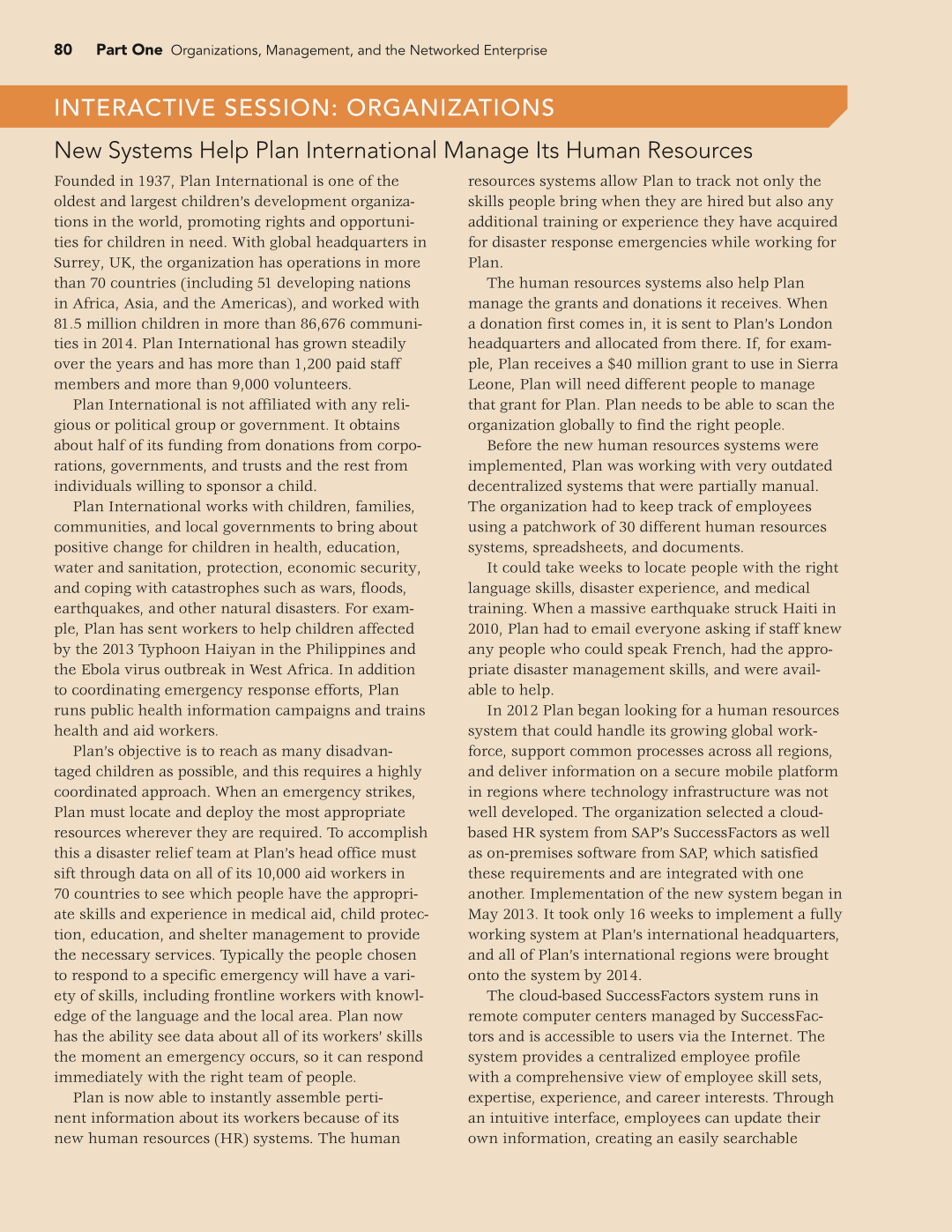 80 Part One Organizations, Management, and the Networked Enterprise INTERACTIVE SESSION: