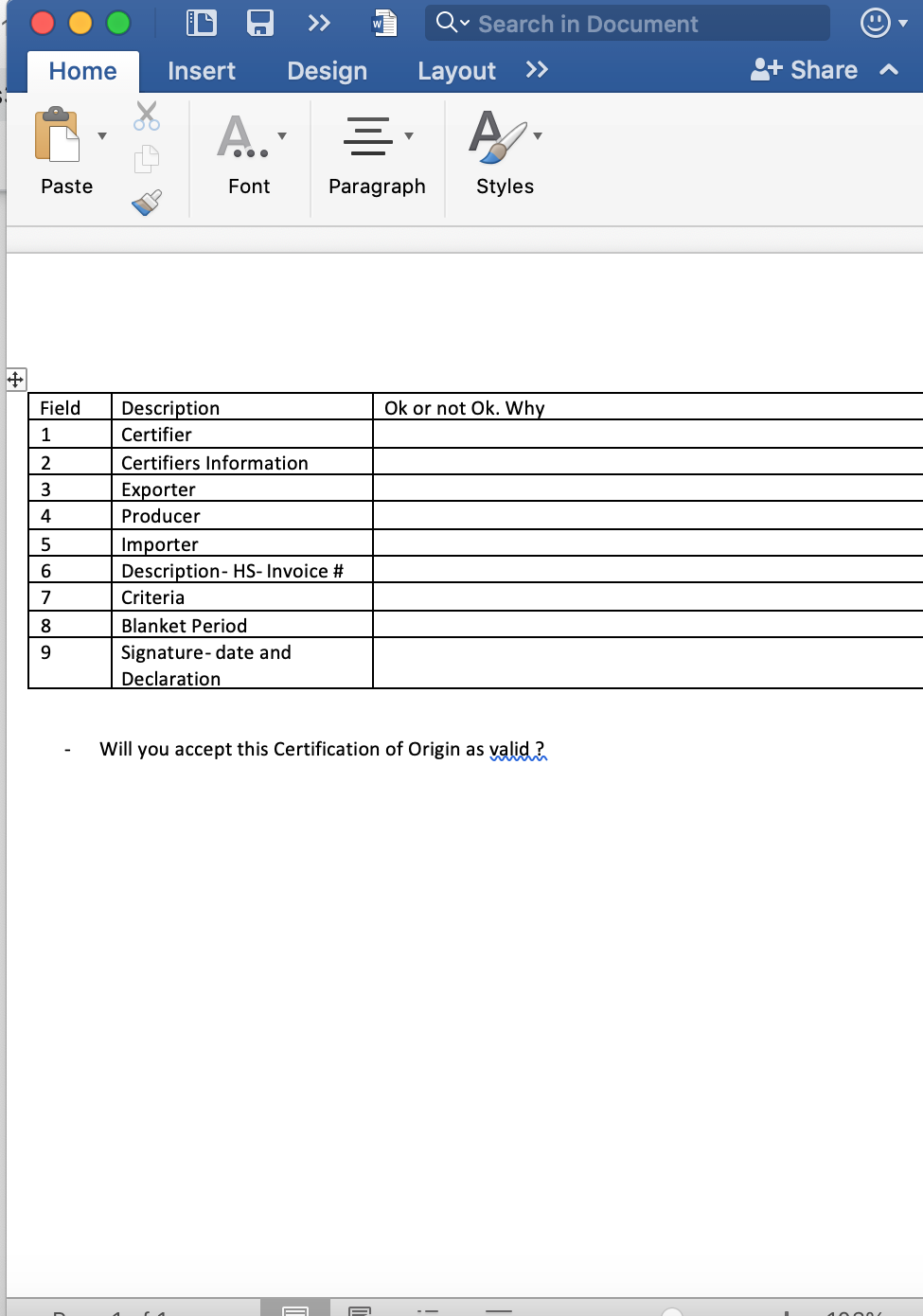 all possiblesmistakes and errors on attach Certificate of Origin. Use Annex 5A