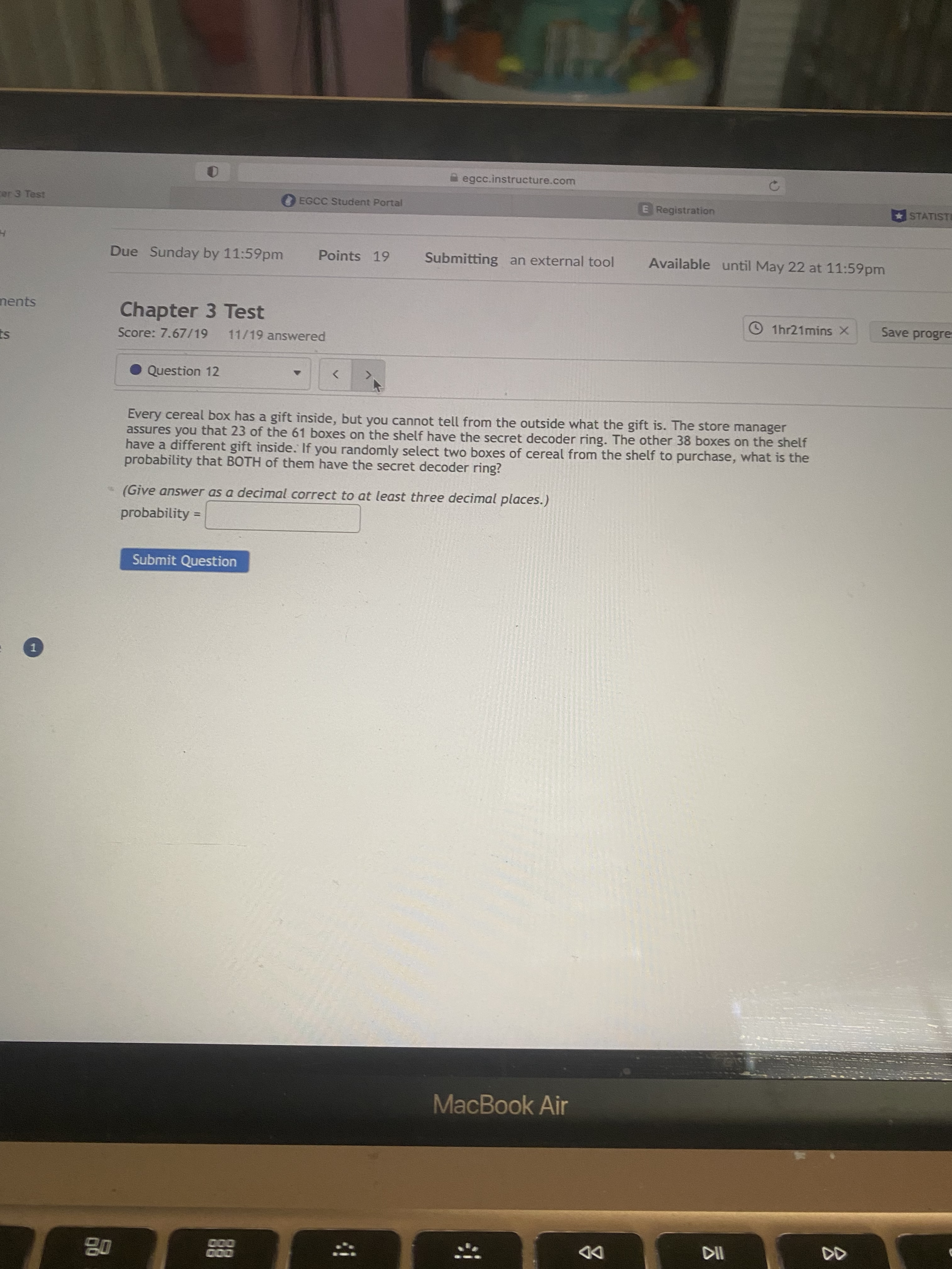 0 egcc.instructure.com C er 3 Test EGCC Student Portal E Registration