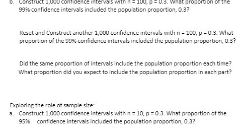  b. Construct 1 0 00 confidence intervals with n = 100,
