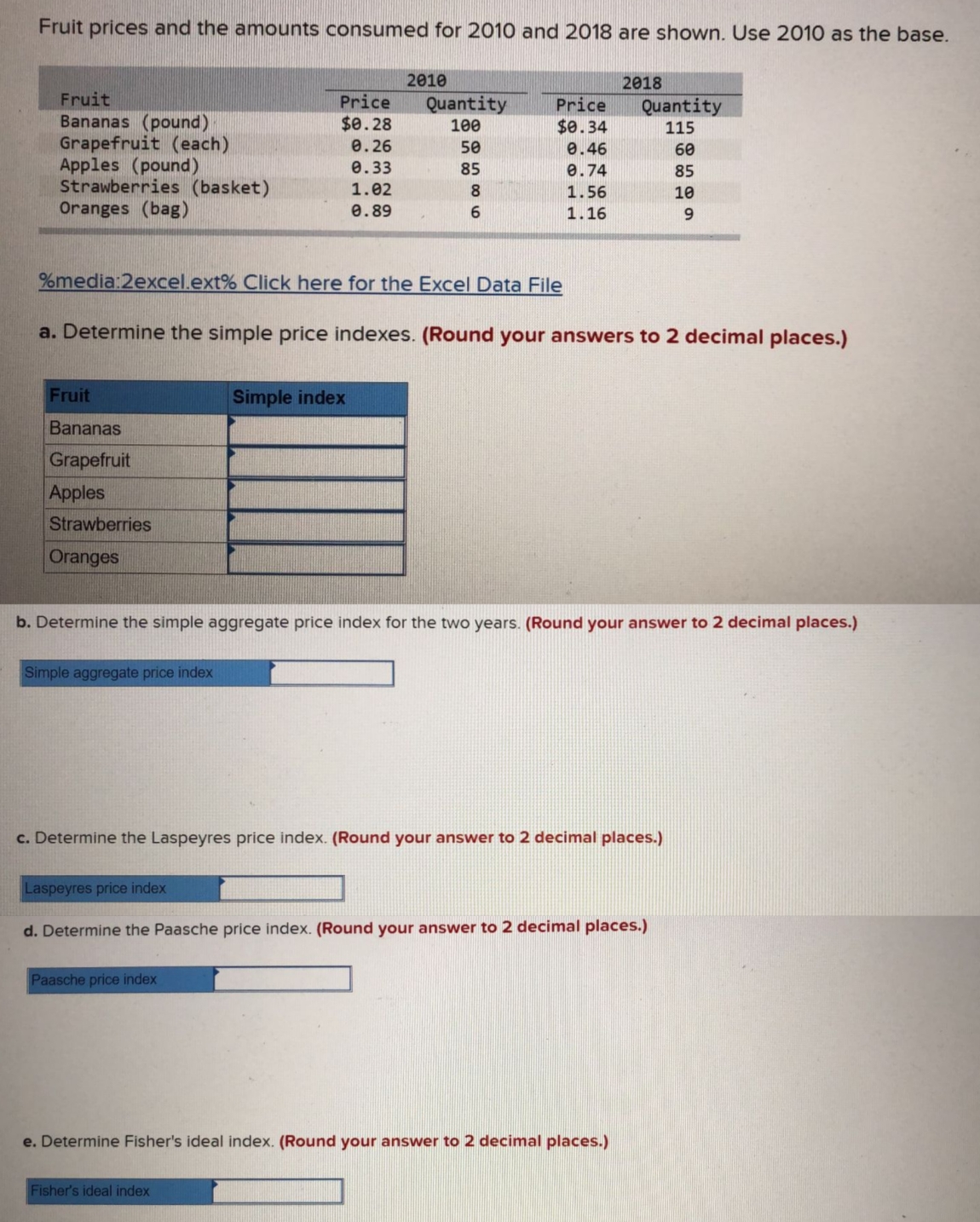 I need solve this question Fruit prices and the amounts consumed for