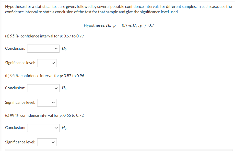 possible confidence intervals for different samples. In each case, use the confidence