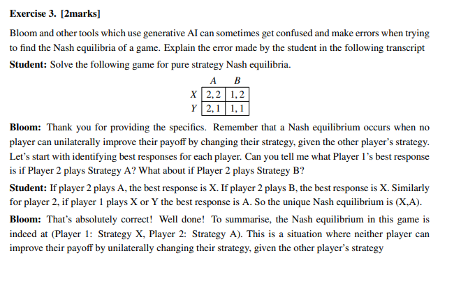  Exercise 3. [2marks] Bloom and other tools which use generative Al