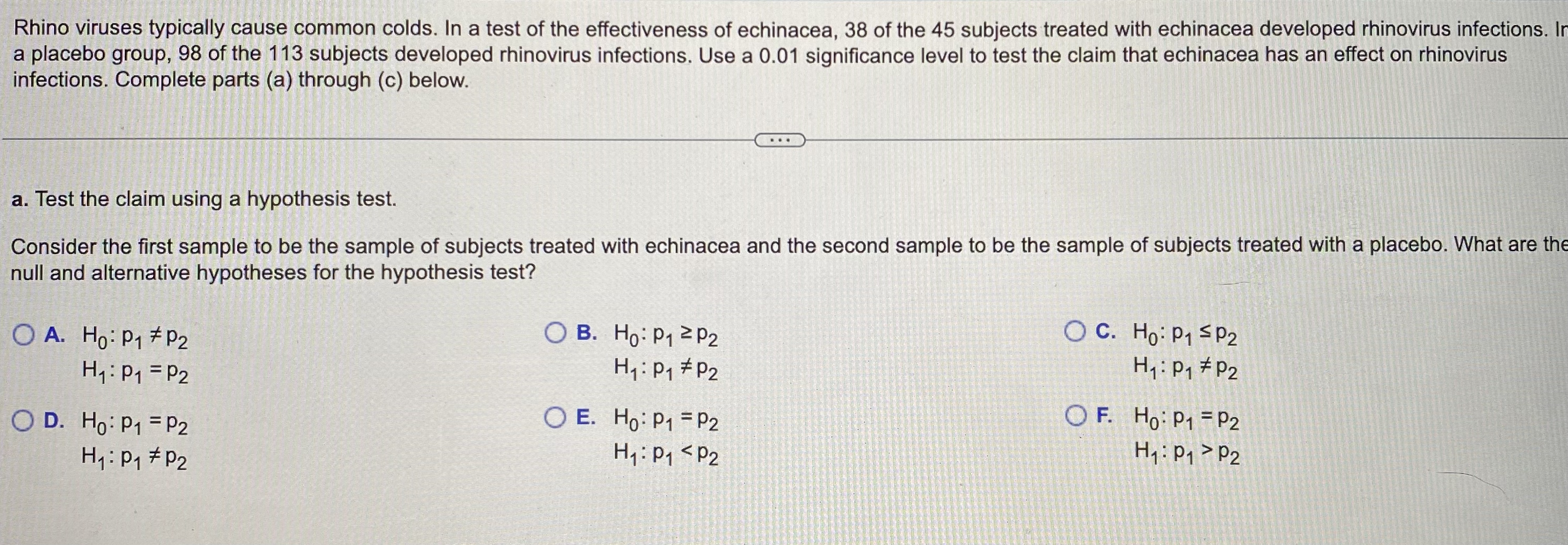 Please find the test statistic, p value and the 95% confidence interval.