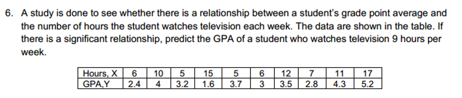 6. A study is done to see whether there is a