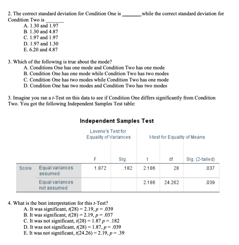 For the table below, fill in the missing sections for the Mean,