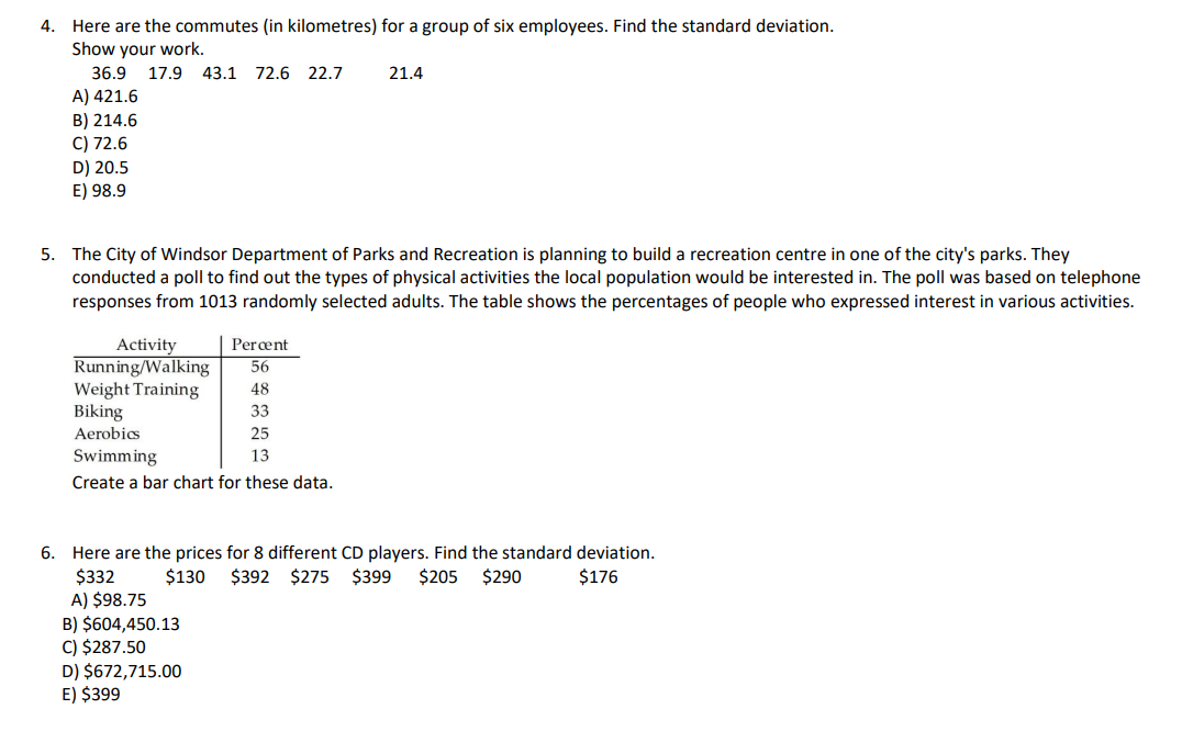Please answer all questions and show all steps 4. Here are the
