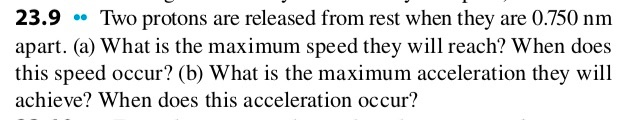 ggg physivsadh 23.9 .. Two protons are released from rest when they