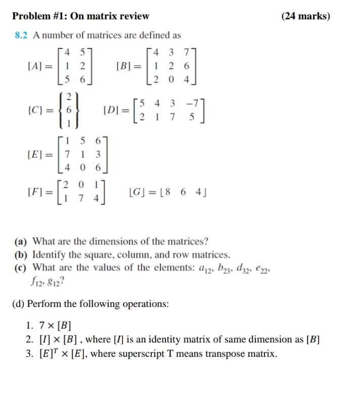 i need solve this question 300 Numerical Methods Problem #1: On matrix