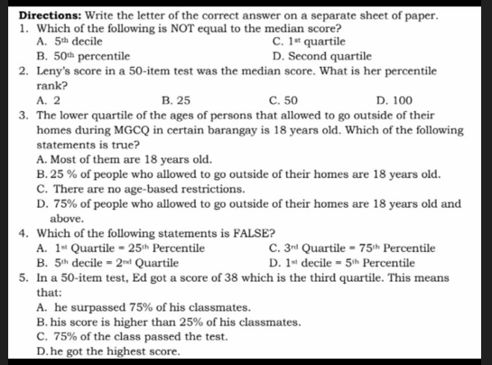 answer ALL the question. answer it CORRECTLY. ANSWER ONLY .thanks Directions: Write